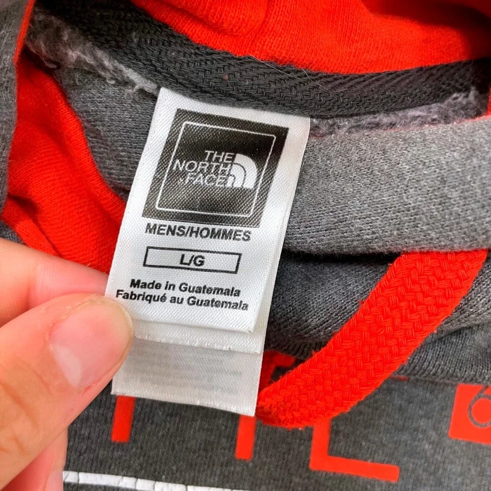 The‎ North Face Men's Large Gray Hoodie Graphic Pullover Sweatshirt Orange Grey
